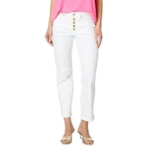 Lilly Pulitzer South Ocean High Rise Straight Leg Jeans in Resort White Size 0